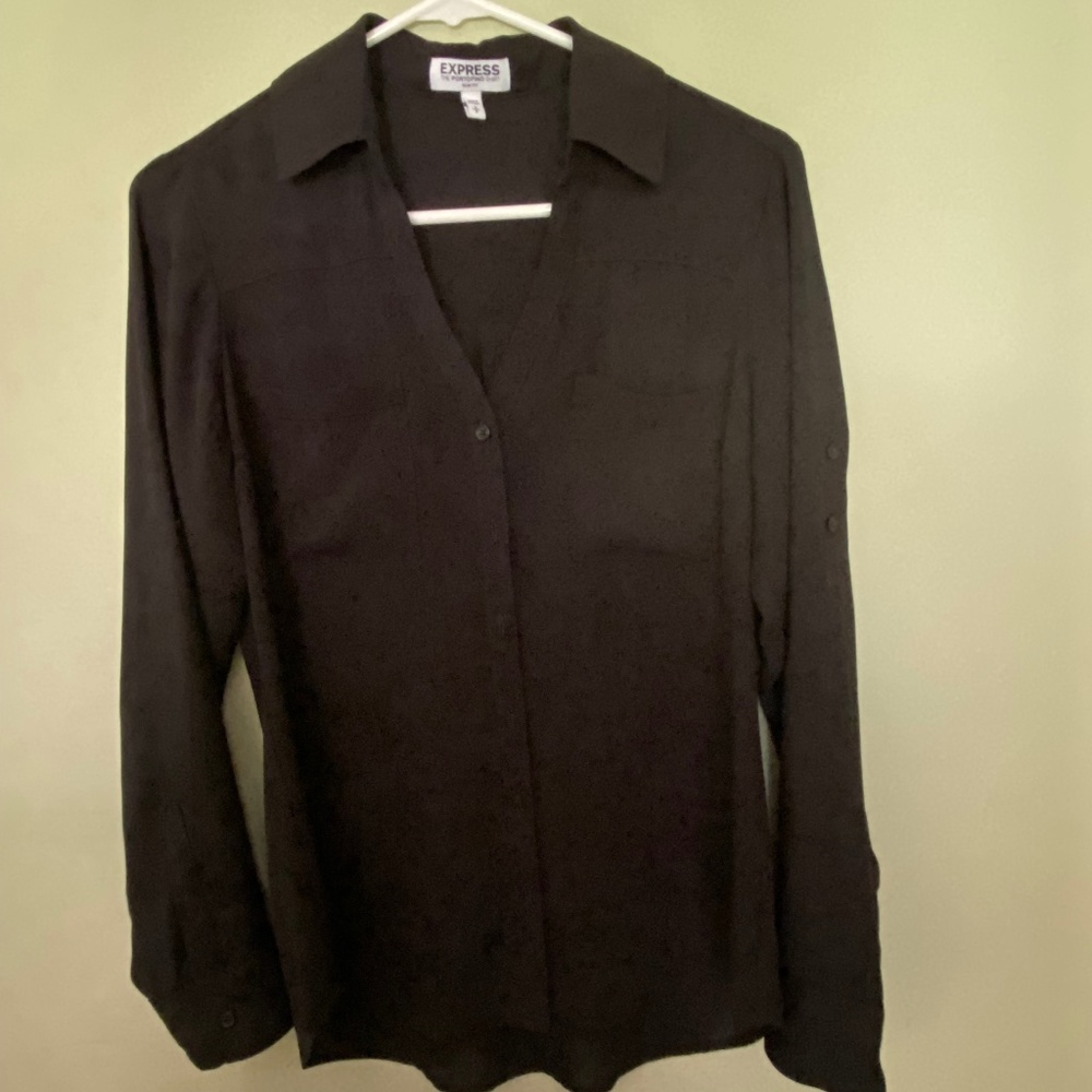Express Portofino Shirt Blouse slim fit black  in size S